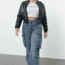 Trendyol Women Pure Cotton Plus Size Mildly Distressed Jeans-picture-2