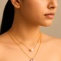 Tipsy closet Gold-Plated Stainless Steel Artificial Stones & Beads Necklace-picture-37