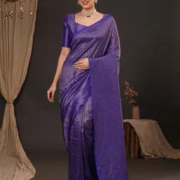 Mitera Ethnic Motifs Zari Silk Blend Kanjeevaram Saree-picture-32