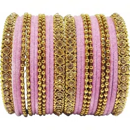 THE BLAZZE Pink Glass Artificial Stones & Beads Bangle-picture-30