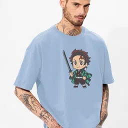 MaverIQ Men Graphic Printed Round Neck Cotton Oversized T-shirt-image-75