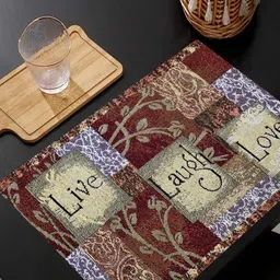 PRAKARTIK 6- Pcs Brown & Green Cotton Printed Rectangle Table Placemats image 3