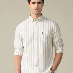 U.S. Polo Assn. Vertical Stripes Striped Pure Cotton Tailored Fit Shirt-image-93