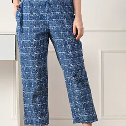 DECKEDUP Women Printed Straight Fit High-Rise Cotton Trouser-picture-6