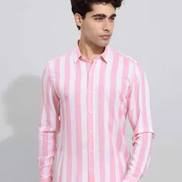 Metronaut Men Regular Fit Spread Collar Vertical Striped Cotton Casual Shirt-image-19