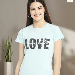 Dreambe Women Pack of 2 Typography Printed Round Neck Cotton T-shirts-picture-30