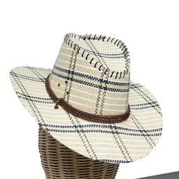CHOKORE Unisex Off White Checked Sun Hat-picture-26