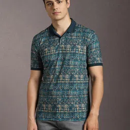Louis Philippe Jeans Abstract Polo Collar Slim Fit Pure Cotton T-shirt-picture-39