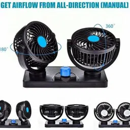sellrider Car Fan 12V 360 Head 2 Speed Quiet Strong for All Auto Vehicles Universal Car Interior Fan (12 V) Car Interior Fan image 4
