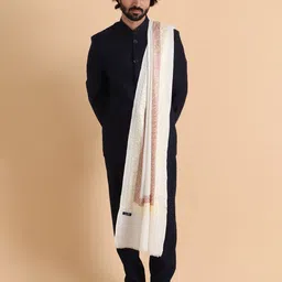 Tweedle Men Embroidered Stole with Fringes image 2