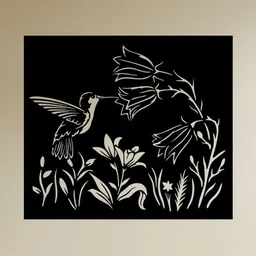 MECC Black Hummingbird & Floral Scene Wall Art-picture-47