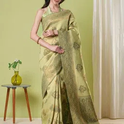 HERE&NOW Woven Design Zari Silk Blend Banarasi Saree-picture-19