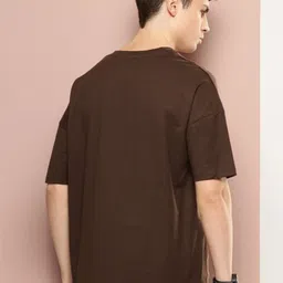 PockMAN Men Bio Finish Solid Round Neck Cotton Oversized T-shirt image 5