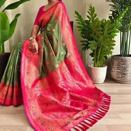 Mameraa Ethnic Motifs Zari Art Silk Saree image 3