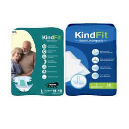Kindfit Unisex Set Of 2 Tape Style Adult Diapers With Underpads - 10 Pcs Each - L-picture-13