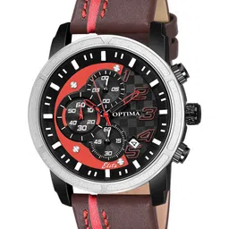 Optima Men Leather Straps Analogue Chronograph Watch OEM-140-RED-RED-picture-27