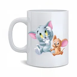 Mr UVD White & Grey Tom & Jerry Printed Ceramic Glossy Mug - 350 ml-picture-14