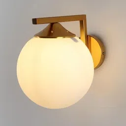 KINIS Gold-Toned & White Quirky Spherical Shaped Wall Lamp image 4