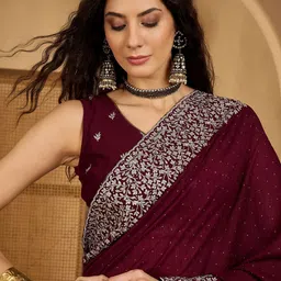all about you Embellished Embroidered Saree With Unstiched Blouse Piece image 3