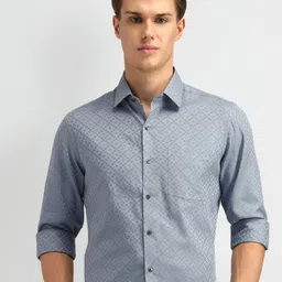 Arrow Men Manhattan Spread Collar Geometric Printed Cotton Slim Fit Formal Shirt-picture-38