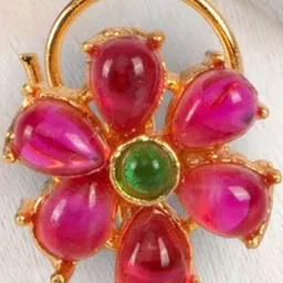 FIROZA Gold-Plated Artificial Stones Studded Stud Nosepin-picture-20