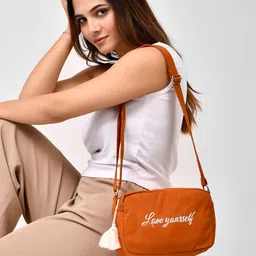 glitchez Women Typography Printed Structured Embroidered Shoulder Bag-picture-16