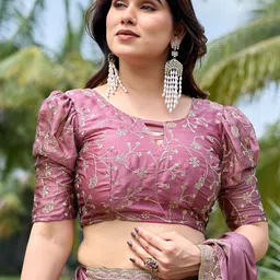 all about you Ethnic Motifs Embroidered Saree with Blouse image 2