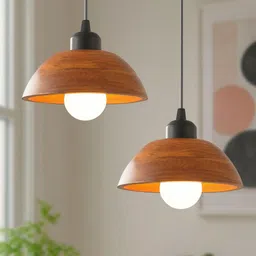 luzlane Wooden Vintage Hanging lights for living room, bedroom | Pack of 2 Lights | Pendant Lamp Ceiling Lamp-picture-17