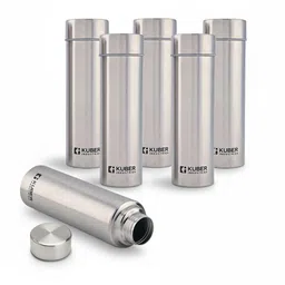 Kuber Industries Silver-Toned Set of 6 Stainless Steel Brand Logo Water Bottle-picture-37