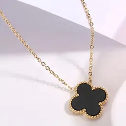 DIVASTRI Clover Stainless Steel Gold-Plated Floral Anti-Tarnish Pendants With Chains image 5