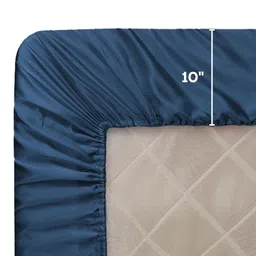 haus & kinder Navy Blue 300 TC King Bedsheet with 2 Pillow Covers image 5