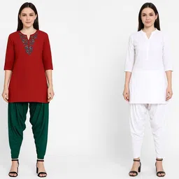 sundar Cotton Blend, Viscose Rayon Solid Patiala-picture-14