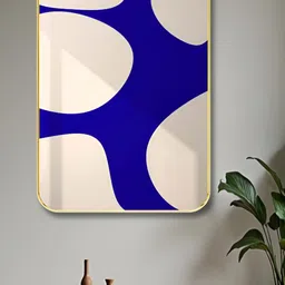 Myntra Elegant Homes Blue & Cream-Coloured Abstract Printed Wooden Wall Art image 3