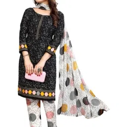 attigo Unstitched Printed Cotton Blend Kurta & Patiyala Dress Material with Dupatta image 4
