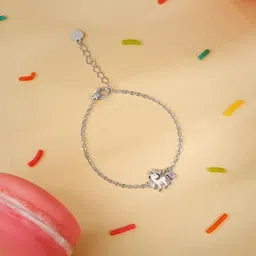 GIVA Girls Silver Enamelled Rhodium-Plated Charm Bracelet-image-67