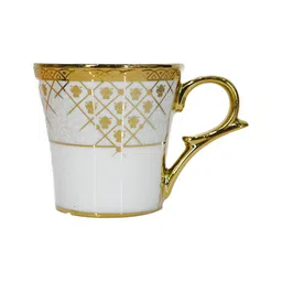 Femora White & Gold-Toned Printed Ceramic Glossy Coffee & Tea Cup image 2