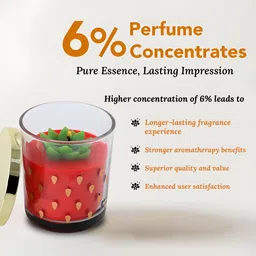 Ekhasa Red & Yellow Printed Strawberrie Fragrance Scented Wax Jar Candle image 2