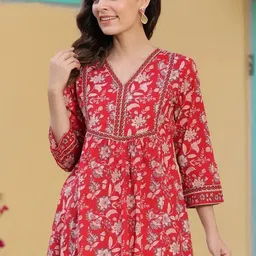 CORSICA Women Floral Print V-Neck Cotton Regular Top-image-38