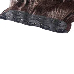 D-Divine Clip In Wavy Toupee Hair Extension - Brown - 22 Inch image 3