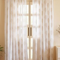 HOMEMONDE Gold-Toned & White Set of 2 Floral Sheer Long Door Curtain-picture-24