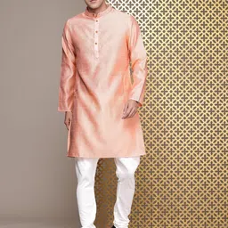 house of pataudi Men Polyester Kurta Pyjama Set image 2