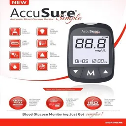 accusure Simple Blood Glucose Monitoring With 25 Strips Glucometer image 4
