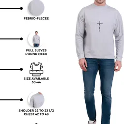 kavya retail Men Solid Round Neck Grey Sweater image 2