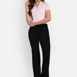broadstar Women Flared Black Lycra Blend Trousers image 1