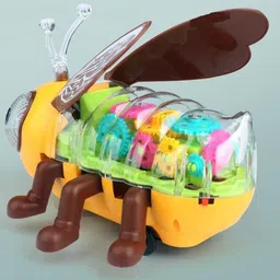 nh world Electric Walking Bee Toy Transparent Gear Little Bee Toy(3XAA Battery Included) image 3