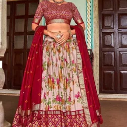 sarathybiz Floral Print Semi Stitched Lehenga Choli-picture-32
