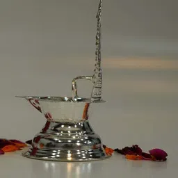 mahita collections Pure Silver Kamakshi Diya 21g Decorative Showpiece - 8.636 cm image 3