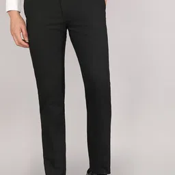 arrow Men Tapered Black Polyester Trousers-picture-28