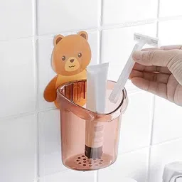 webdealz Teddy Bear Wall Mount Sticky Toothbrush Holder, Multipurpose Organizer x1.09 Shower Caddy Organizer image 2
