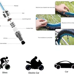 highrider Cycle Light Front with Horn, Rear Tail Light with Tyre Valve Light (Pack of 4 Bell image 5